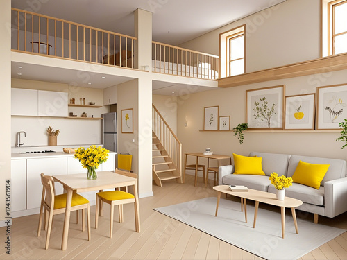 japandi loft studio room