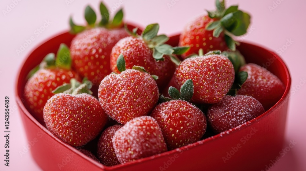 A Delightful Array of Heart-Shaped Peach Gummies, Sprinkled with a Delicate Sugar Coating, Nestled in a Vibrant Red Heart-Shaped Box, Accompanied by Fresh Strawberries, Alluringly Placed on a Soft Pin A Delightful Array of Heart-Shaped Peach Gummies, Sprinkled with a Delicate Sugar Coating, Nestled in a Vibrant Red Heart-Shaped Box, Accompanied by Fresh Strawberries, Alluringly Placed on a Soft Pin
