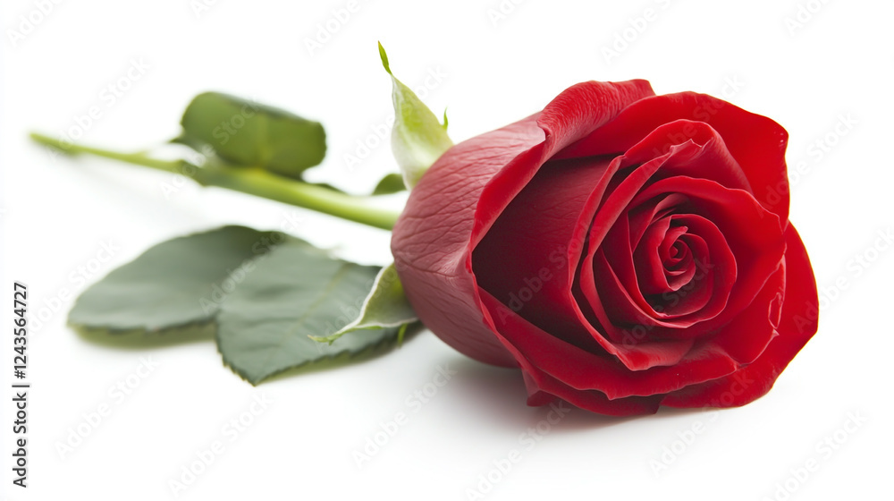 A single red rose on a white background, symbolizing love and beauty A single red rose on a white background, symbolizing love and beauty