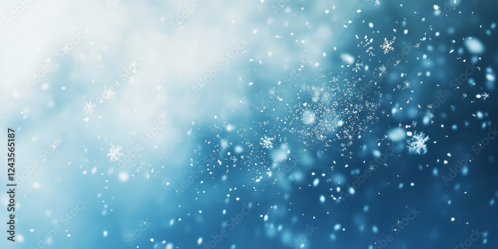 Obraz premium Falling Snowflakes on a Blue Winter Background