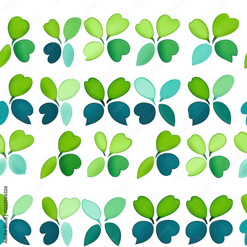 Obraz premium Seamless pattern of green leaves in various shades, creating fresh and vibrant look. Perfect for nature themed designs