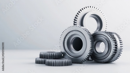 Metallic Gears for Industrial Machinery on a Clean Background for Engineering and Mechanical Design Concepts photo