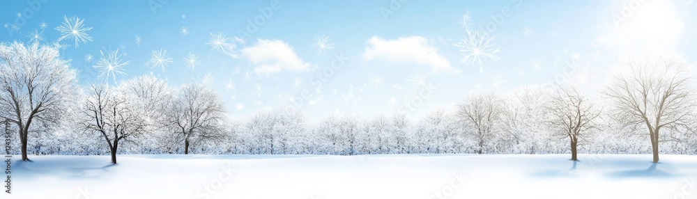 Winter wonderland tranquil landscape of snowcovered trees and serene forest Winter wonderland tranquil landscape of snowcovered trees and serene forest