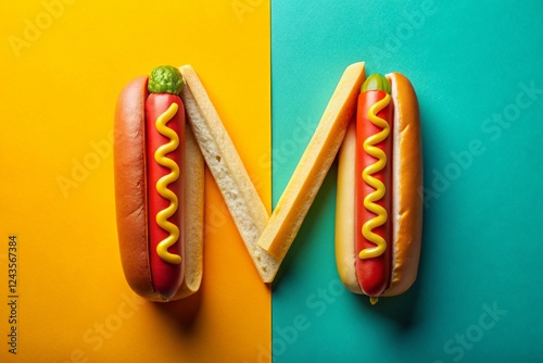 Minimalist Hot Dog Font M: Stylish Typography on Bold Background photo