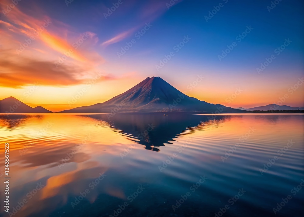 Minimalist Lake Atitlán Volcano Sunset, Guatemala Minimalist Lake Atitlán Volcano Sunset, Guatemala