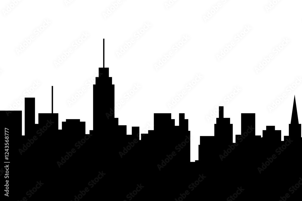 Fototapeta premium City skyline vector illustration. Urban landscape cityscape in flat style. City silhouette. Cityscape backgrounds. Daytime city skyline.