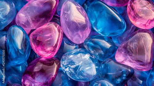 Background from multi-colored transpared pebbles. Colorful stone. Semiprecious stones.