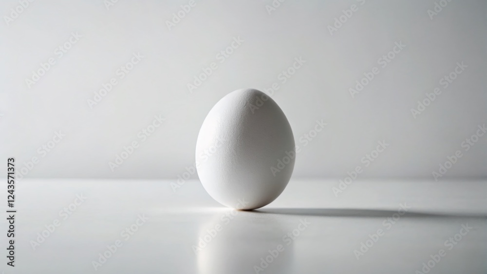 Minimalist White Egg on White Table: Clean, Simple Still Life Photography Minimalist White Egg on White Table: Clean, Simple Still Life Photography