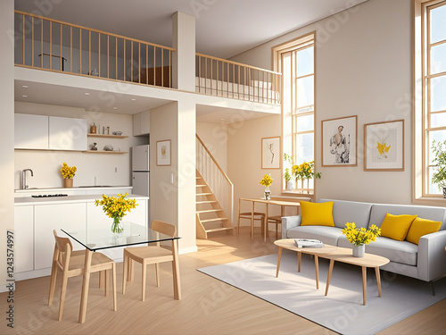 japandi-style loft studio room