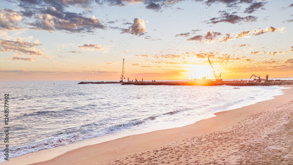 Vilamoura Marina beach, Portugal on an autumn evening