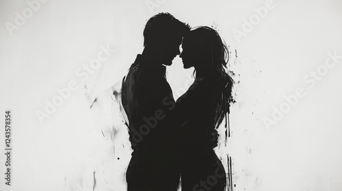 Black and white lover silhouette
