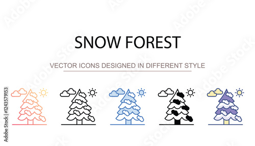Snow Forest icon design with white background stock illustration