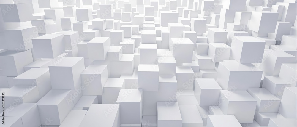 White cube blocks in various orientations add visual interest and depth to the composition, modern home decor, interior design White cube blocks in various orientations add visual interest and depth to the composition, modern home decor, interior design