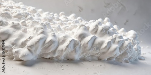 White foam with a subtle sheen effect isolated on a plain surface, whiteness, flat, opaque
