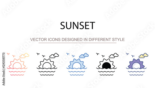 Wallpaper Mural Sunset icon design with white background stock illustration Torontodigital.ca