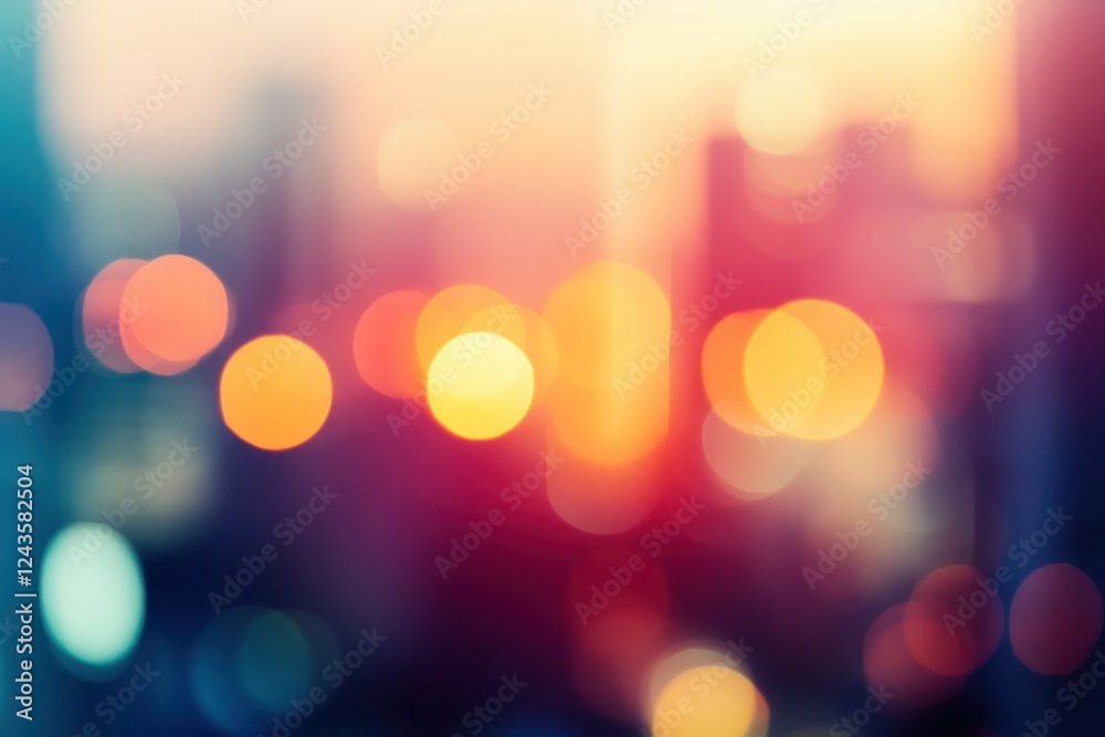 Abstract Blur Background of City Lights in Warm Tones at Sunset or Dawn with Soft Focus Abstract Blur Background of City Lights in Warm Tones at Sunset or Dawn with Soft Focus