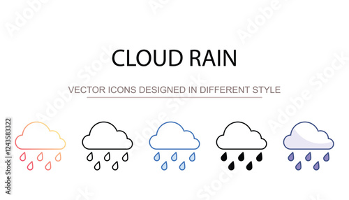 Cloud Rain icon design with white background stock illustration