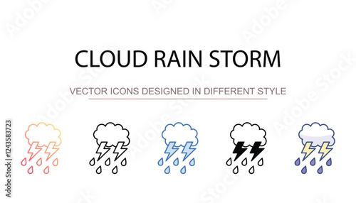 Cloud Rain Storm icon design with white background stock illustration