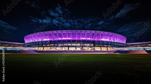 Nighttime Stadium with Purple Illumination