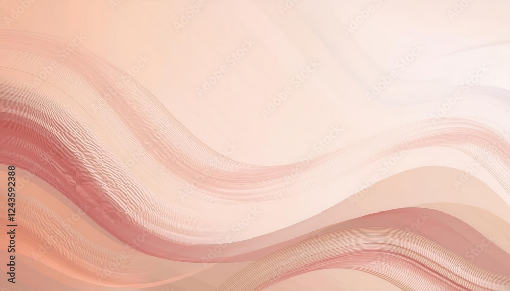 Obraz premium flowing abstract peach gradient waves for minimal background design, soft curves with line texture for decor and presentation