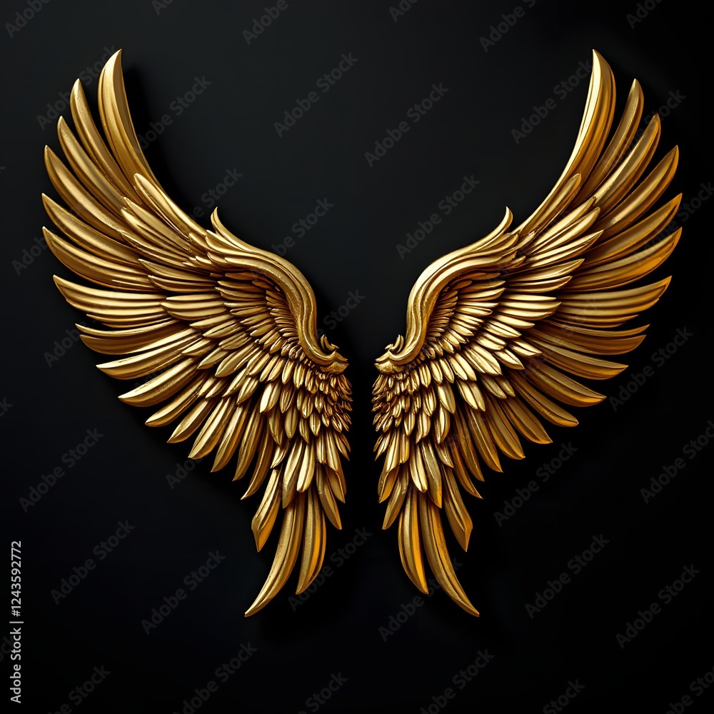 Fototapeta premium Golden Angel Wings Symbolizing Divinity and Elegance in Luxurious Style