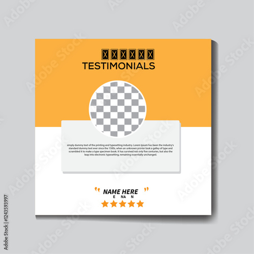Modern, stylish, abstract client testimonial template, customer service feedback review social media post.