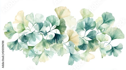 Delicate Ginkgo Leaves Watercolor Painting