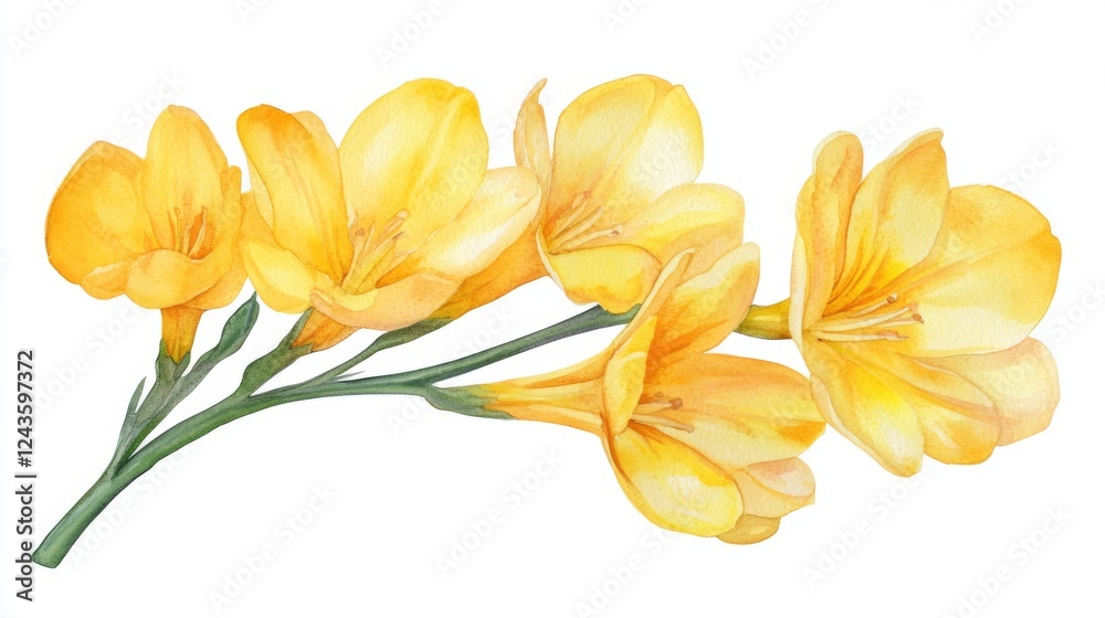 Fototapeta premium Watercolor Yellow Flowers - Delicate Floral Illustration