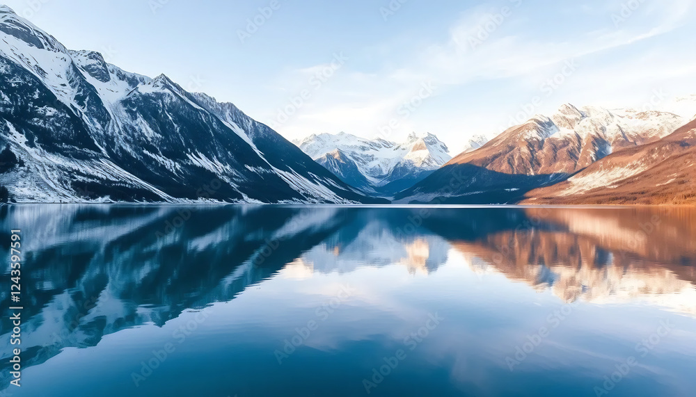 Serene Lake with Reflections of Snow-Capped Mountains Serene Lake with Reflections of Snow-Capped Mountains