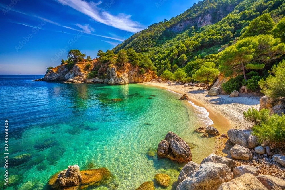 Psili Ammos Beach Samos Greece: Stunning Candid Beach Scene Psili Ammos Beach Samos Greece: Stunning Candid Beach Scene