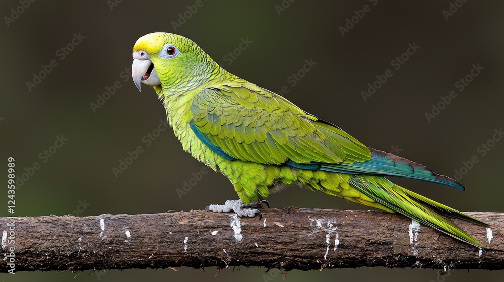 Yellow-lored Amazon Parrot perched on branch, blurred background Yellow-lored Amazon Parrot perched on branch, blurred background