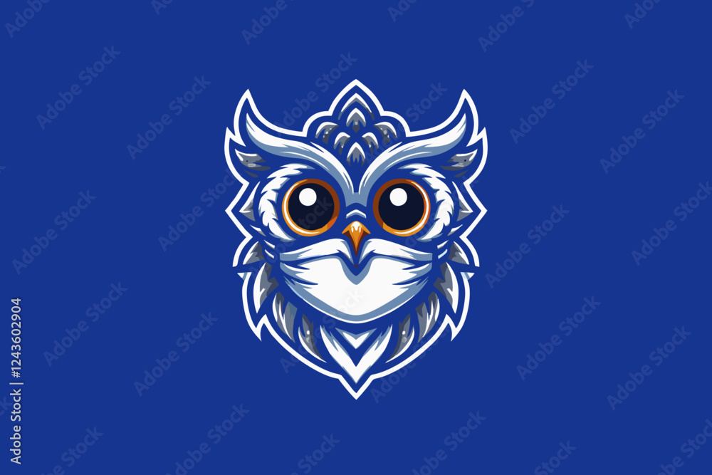 Fototapeta premium vector illustration of a blue owl, suitable for logo design for gaming companies, children's toys, warehouses, t-shirts, expeditions, communities, banners, posters, children's toy rides