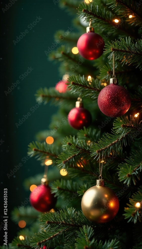 A Christmas tree adorned with ornaments and decorated with garlands, tree, ornaments, evergreen