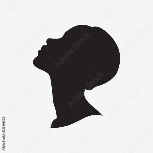 Hand drawn woman side face silhouette illustration