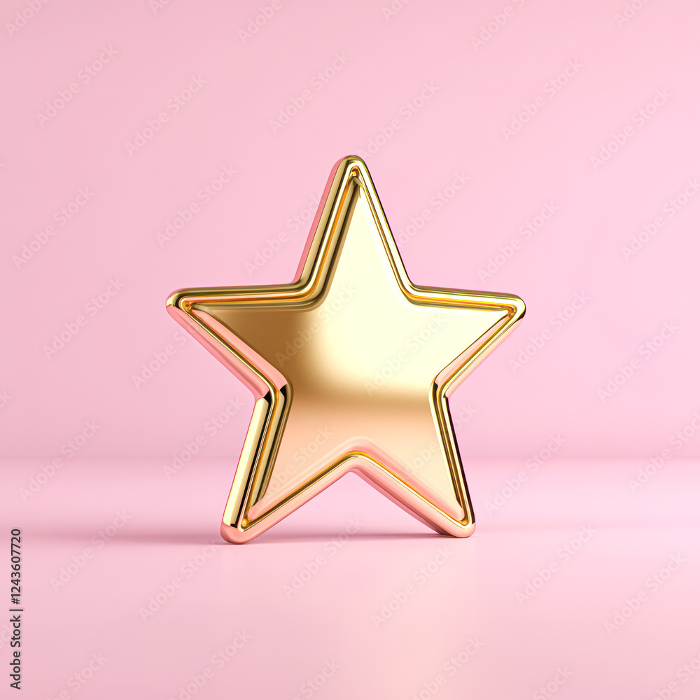 Golden star decoration studio setting 3d render minimalist design close-up Golden star decoration studio setting 3d render minimalist design close-up