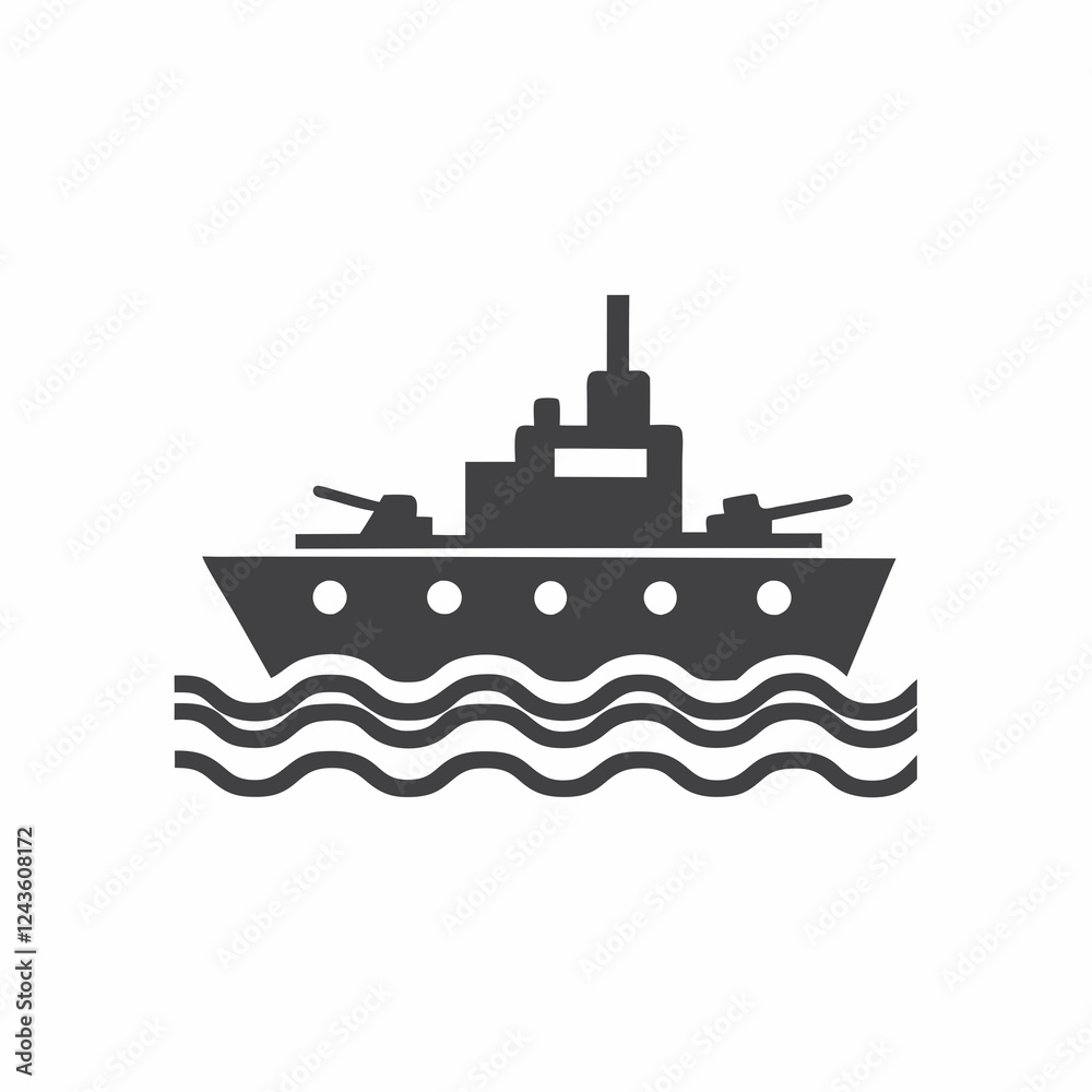 Obraz premium Battleship Silhouette Vector Illustration.