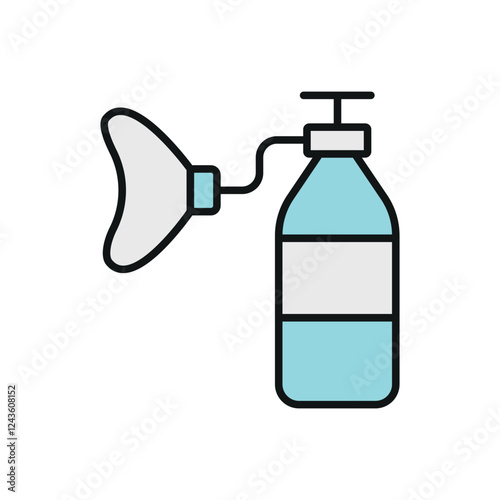 Oxygen mask and tank icon is a clean vector illustration of a medical oxygen cylinder connected to a breathing mask