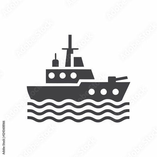 Battleship Silhouette Vector Illustration.