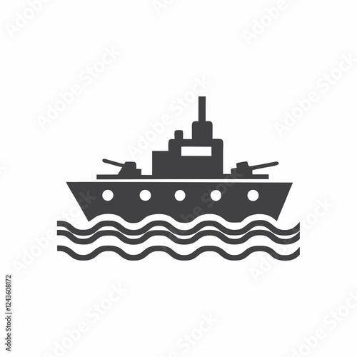 Battleship Silhouette Vector Illustration.