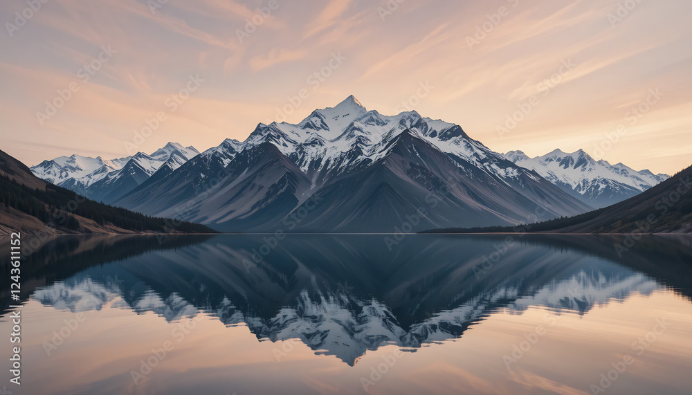 Serene Lake with Reflections of Snow-Capped Mountains Serene Lake with Reflections of Snow-Capped Mountains