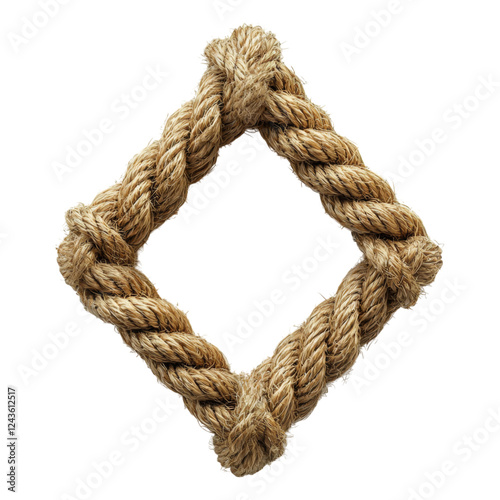 Twisted Natural Rope in a Decorative Design Shape Isolated on transparent background photo