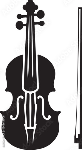 violin icon silhouette logo design vector art illustration