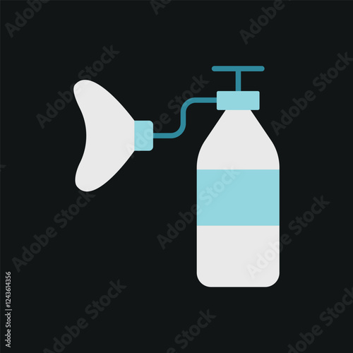 Oxygen mask and tank icon is a clean vector illustration of a medical oxygen cylinder connected to a breathing mask