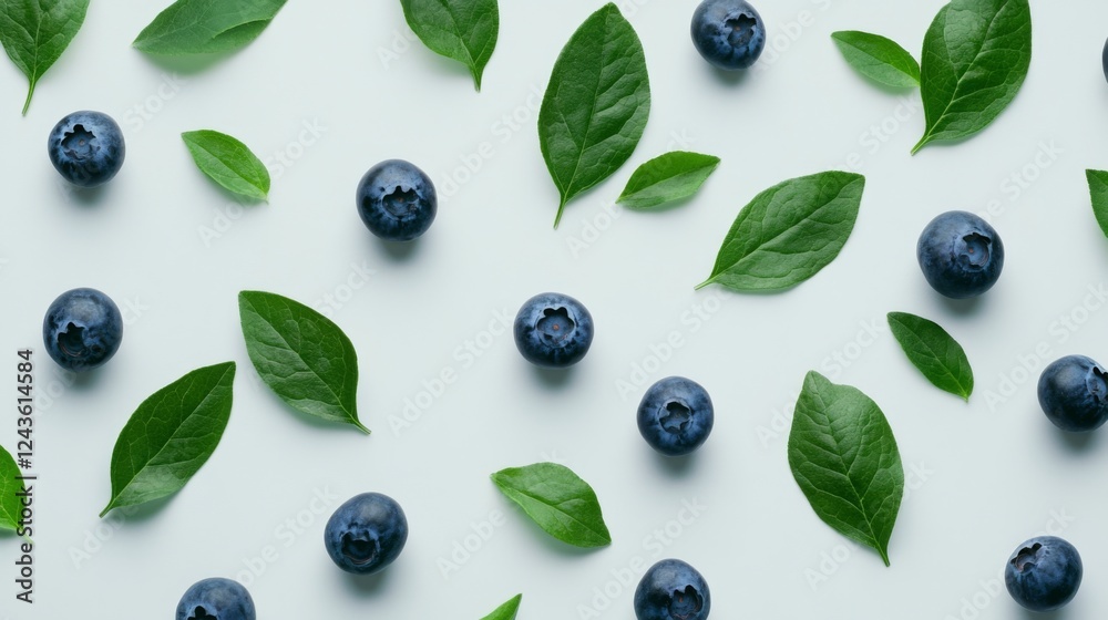 Vibrant Blueberry and Leaf Pattern: A Fresh and Healthy Food Design Vibrant Blueberry and Leaf Pattern: A Fresh and Healthy Food Design