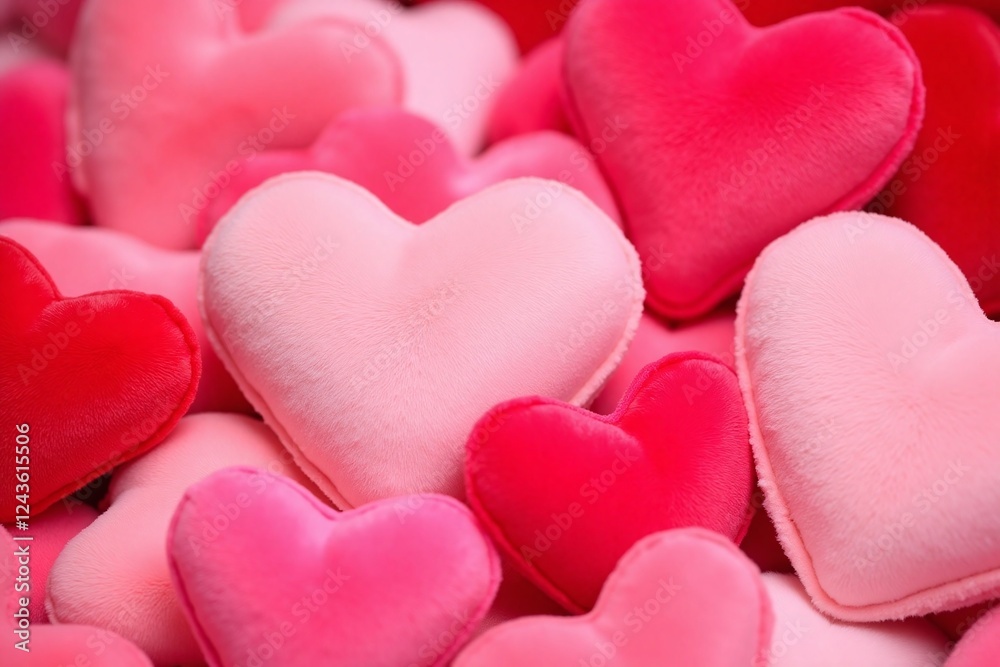 Fototapeta premium collection, plush, heart, shaped, objects, pink, red, colors