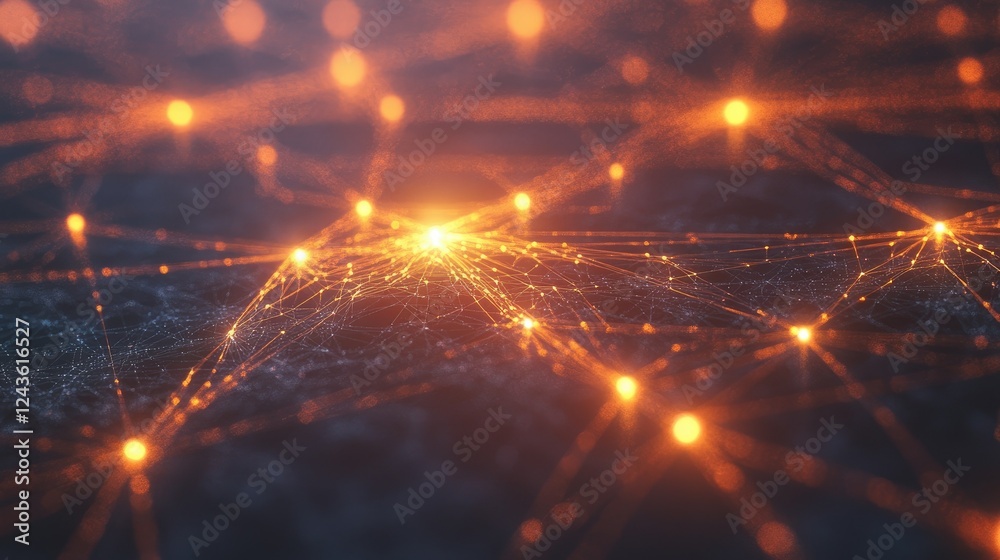 Fototapeta premium Digital network connections glowing in a geometric pattern