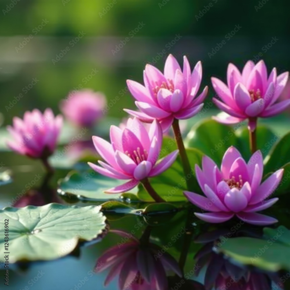 Water hyacinth blooms on the surface of a lake, lake, lush Water hyacinth blooms on the surface of a lake, lake, lush