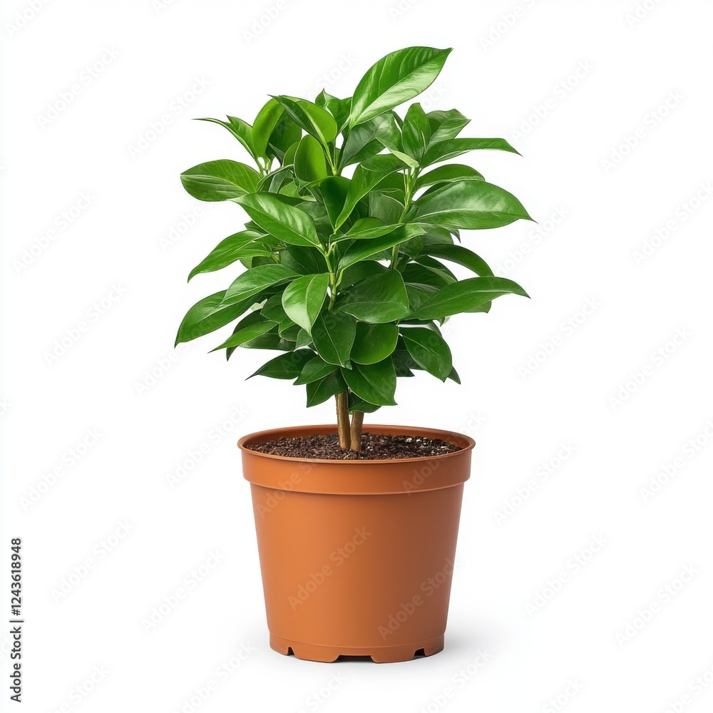 Fresh Green Indoor Plant in Terracotta Pot for Home and Office Decoration Aesthetic Nature Scene Fresh Green Indoor Plant in Terracotta Pot for Home and Office Decoration Aesthetic Nature Scene