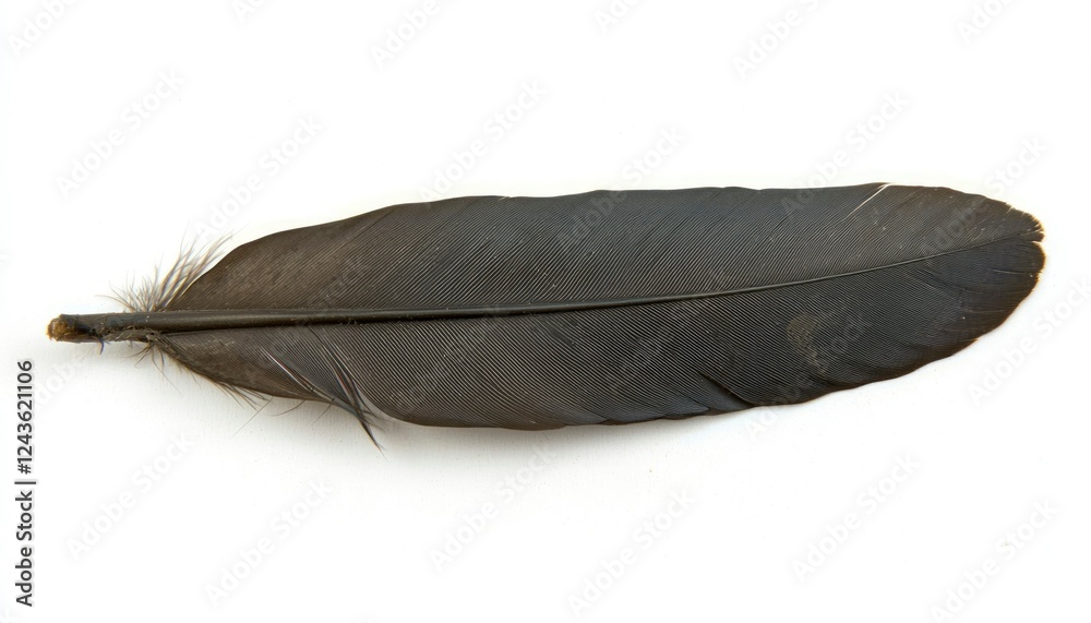 Single Dark Feather Isolated On White Background Single Dark Feather Isolated On White Background