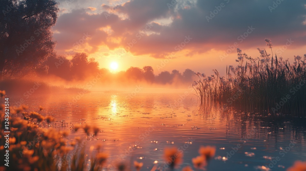 Beautiful sunrise reflecting on water Beautiful sunrise reflecting on water